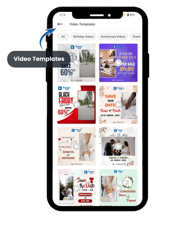 Step 3 : Find the right video template which suits your requirements