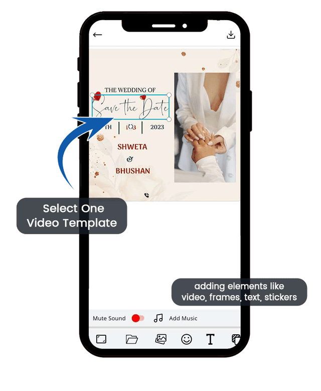 Step 4 :Customize your video template by adding elements like video, frames, text, stickers etc.