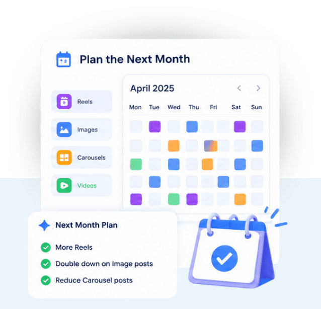 Content calendar with next month's posting plan
