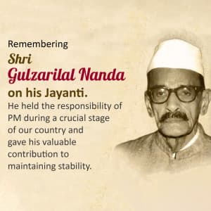 Gulzarilal Nanda Jayanti graphic