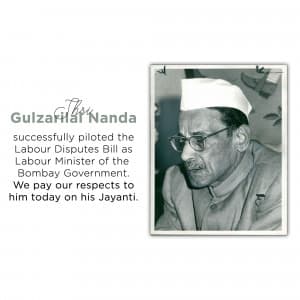 Gulzarilal Nanda Jayanti marketing flyer