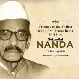 Gulzarilal Nanda Jayanti creative image