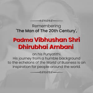 Dhirubhai Ambani Punyatithi marketing poster