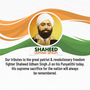 Shaheed Udham Singh Punyatithi greeting image