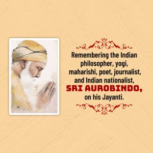 Sri Aurobindo Jayanti event advertisement