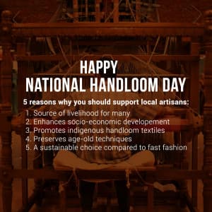 National Handloom Day whatsapp status poster