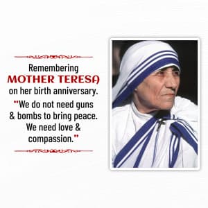 Mother Teresa Jayanti whatsapp status poster