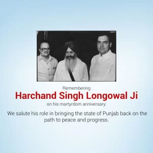 Harchand Singh Longowal Punyatithi Facebook Poster