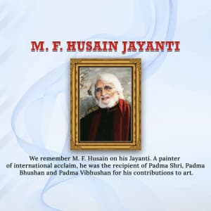 M. F. Husain Jayanti marketing poster