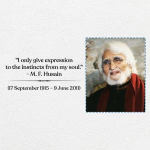 M. F. Husain Jayanti creative image