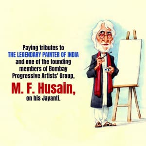 M. F. Husain Jayanti event advertisement