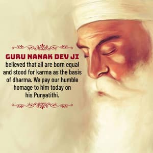 Guru Nanak Dev Punyatithi whatsapp status poster