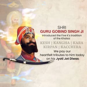 Guru Gobind Singh Punyatithi whatsapp status poster