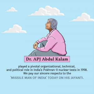 Dr APJ Abdul Kalam Jayanti whatsapp status poster