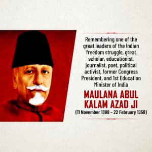 Abul Kalam Azad Birth Anniversary marketing flyer