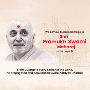 Pramukh Swami Maharaj Jayanti greeting image