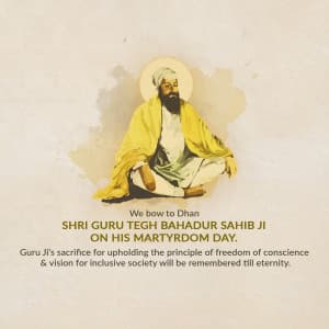 Guru Tegh Bahadur's Martyrdom Day graphic