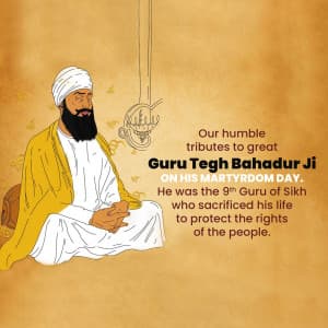 Guru Tegh Bahadur's Martyrdom Day marketing flyer