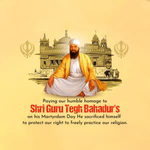 Guru Tegh Bahadur's Martyrdom Day whatsapp status poster