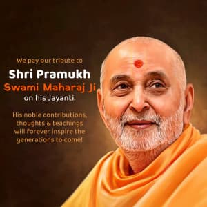 Pramukh Swami Maharaj Jayanti marketing flyer