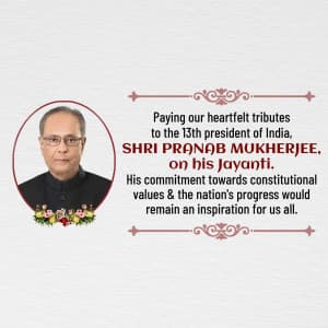 Pranab Mukherjee Jayanti marketing flyer