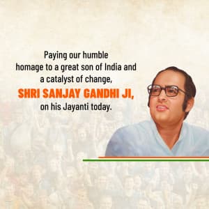 Sanjay Gandhi Jayanti greeting image