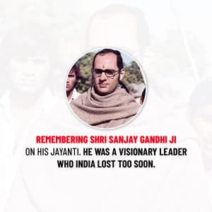 Sanjay Gandhi Jayanti marketing poster