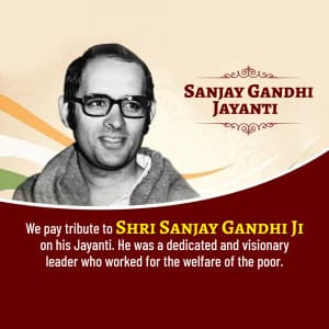 Sanjay Gandhi Jayanti marketing flyer