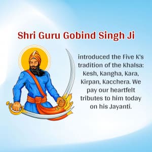 Guru Gobind Singh Jayanti greeting image