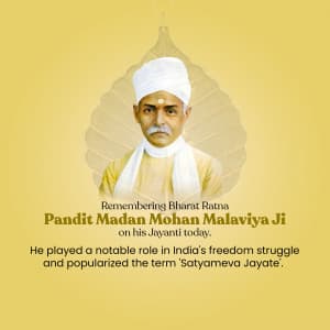 Madan Mohan Malaviya Jayanti poster Maker