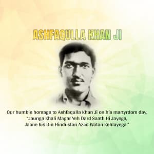 Ashfaqulla Khan Punyatithi Facebook Poster