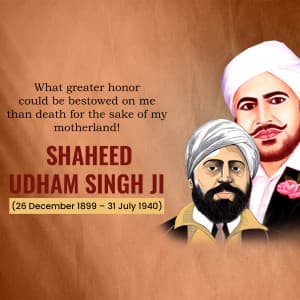 Shaheed Udham Singh Jayanti greeting image