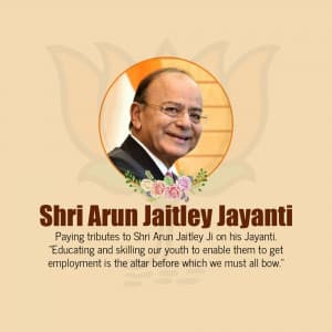 Arun Jaitley Jayanti marketing flyer