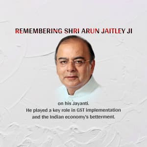 Arun Jaitley Jayanti whatsapp status poster