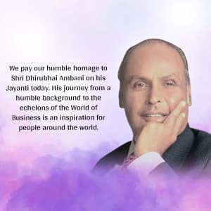 Dhirubhai Ambani Jayanti marketing flyer