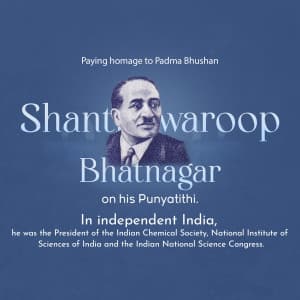 Shanti Swaroop Bhatnagar Punyatithi greeting image