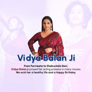 Vidya Balan Birthday Facebook Poster