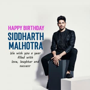 Sidharth Malhotra Birthday graphic