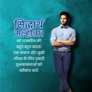 Sidharth Malhotra Birthday ad post