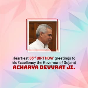 Acharya Devvrat Birthday marketing flyer