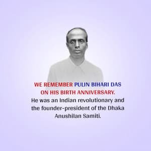 Pulin Bihari Das Jayanti poster Maker