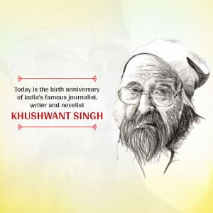 Khushwant Singh Jayanti greeting image