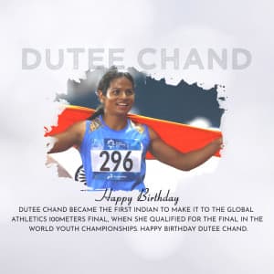Dutee Chand - Birthday Facebook Poster