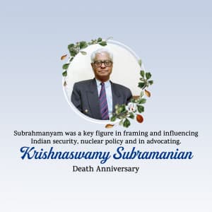 Krishnaswamy Subrahmanyam Punyatithi whatsapp status poster