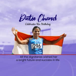 Dutee Chand - Birthday event advertisement