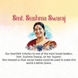 Sushma Swaraj Jayanti greeting image