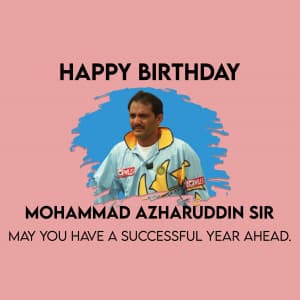 Mohammad Azharuddin Birthday graphic