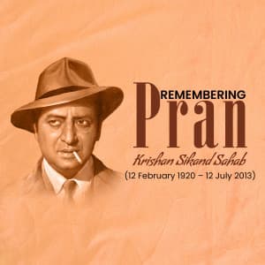 Pran Birth Anniversary whatsapp status poster