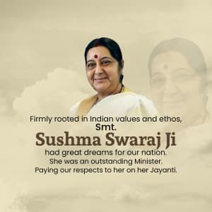 Sushma Swaraj Jayanti creative image