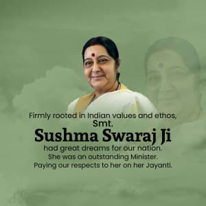 Sushma Swaraj Jayanti event advertisement